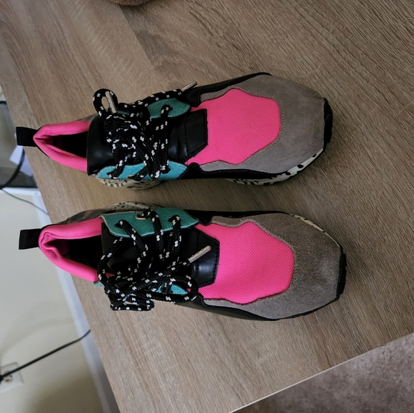 Steve Madden Cliff Mixed Media Leather Sneaker Leopard SIZE 5 - Picture 2 of 11